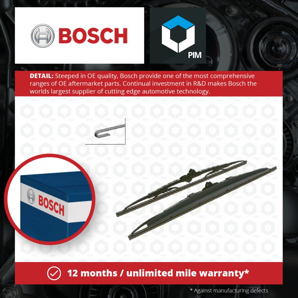 Bosch 2x Wiper Blades (Pair) Front SP22/19S 3397001869 [PM876355]