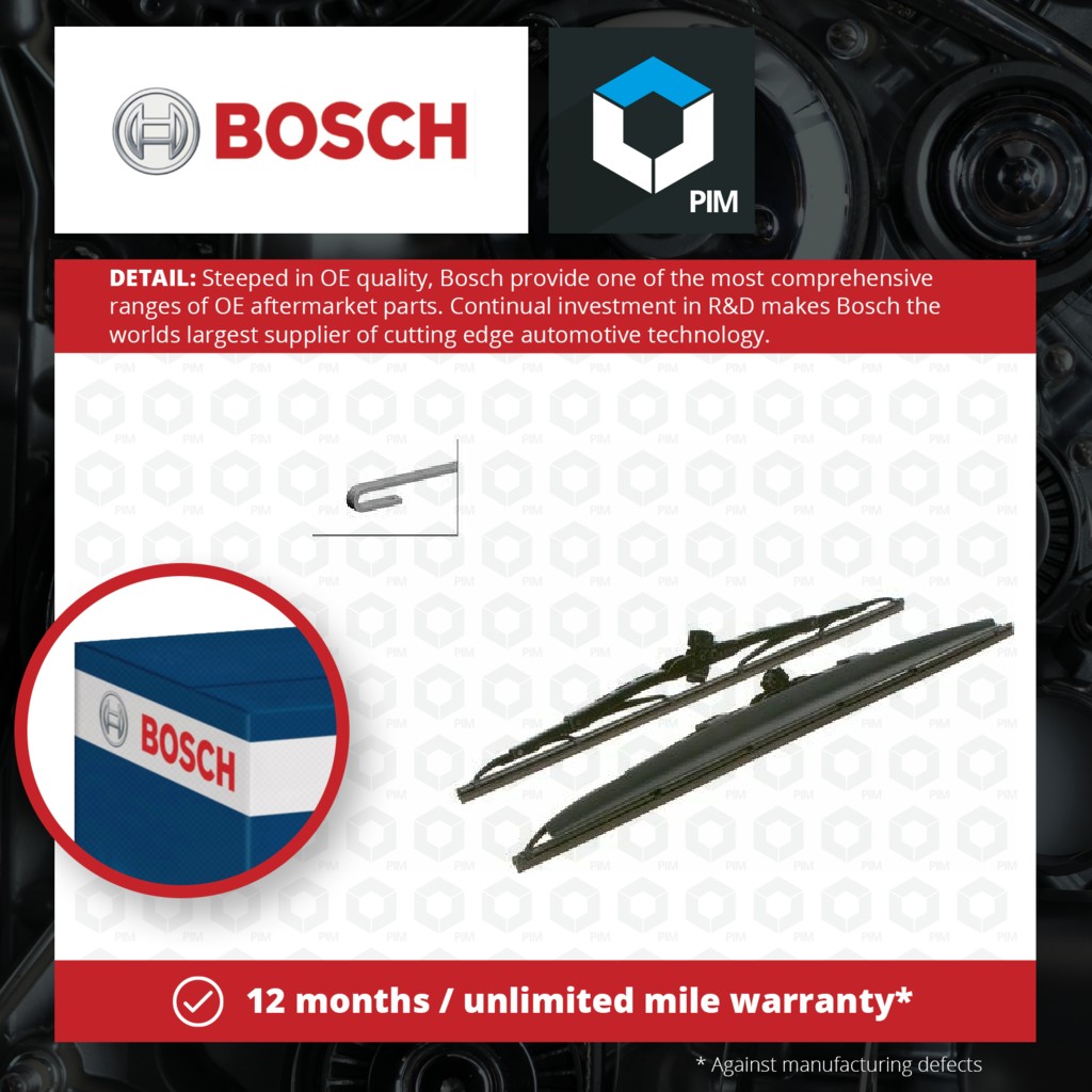 Bosch 2x Wiper Blades (Pair) Front SP20/18S 3397001768 [PM876346]