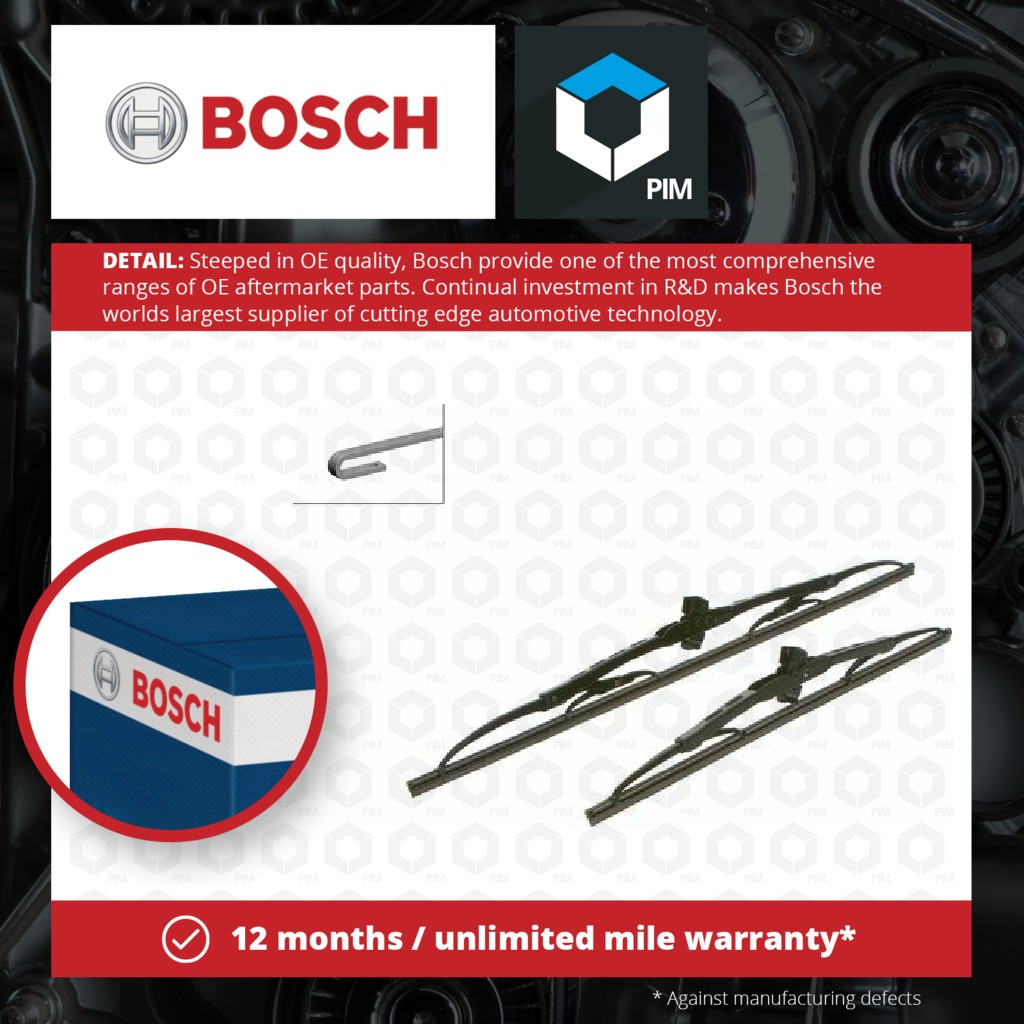 Bosch 2x Wiper Blades (Pair) Front SP20/15 3397010288 [PM876345]