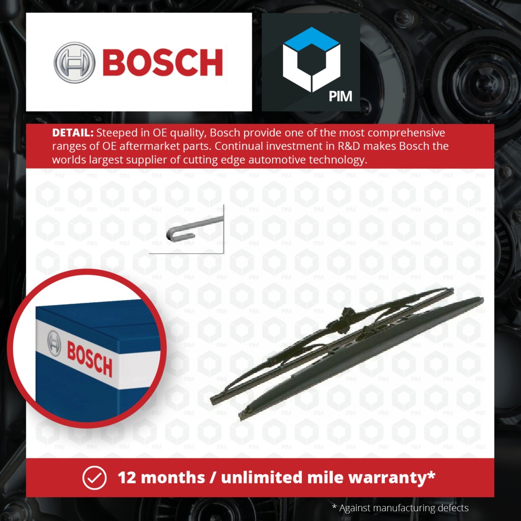 Bosch 2x Wiper Blades (Pair) Front SP19/19S 3397001766 [PM876344]