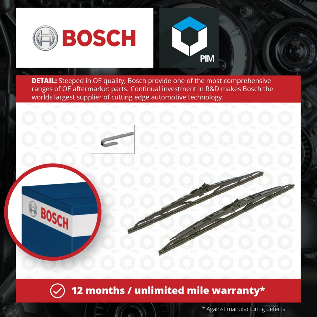Bosch 2x Wiper Blades (Pair) Front SP18/18S 3397001765 [PM876343]