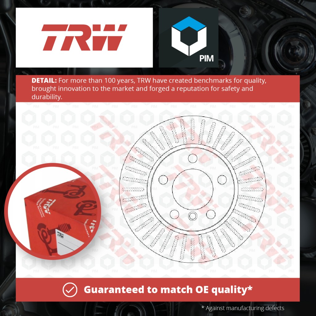 TRW 2x Brake Discs Pair Vented Front DF6255 [PM874129]