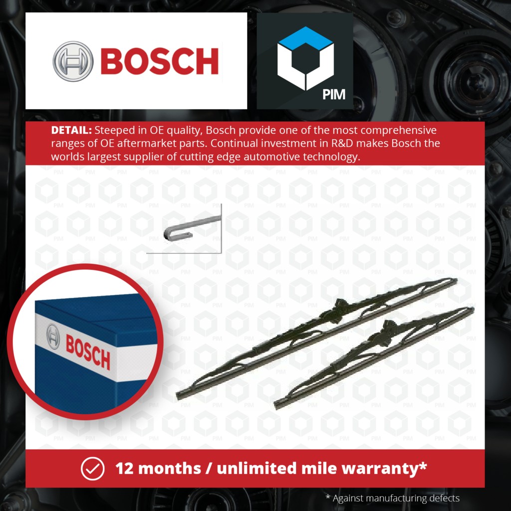 Bosch 2x Wiper Blades (Pair) Front 601 3397118304 [PM872150]