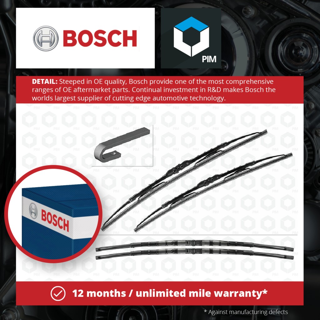Bosch 2x Wiper Blades (Pair) Front 532 3397001532 [PM872048]