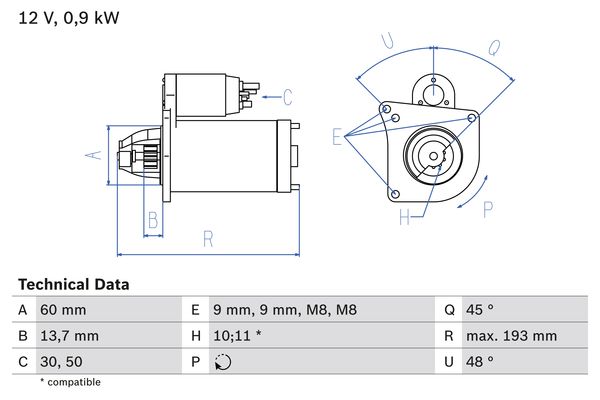 Bosch 0986021970 Starter Motor