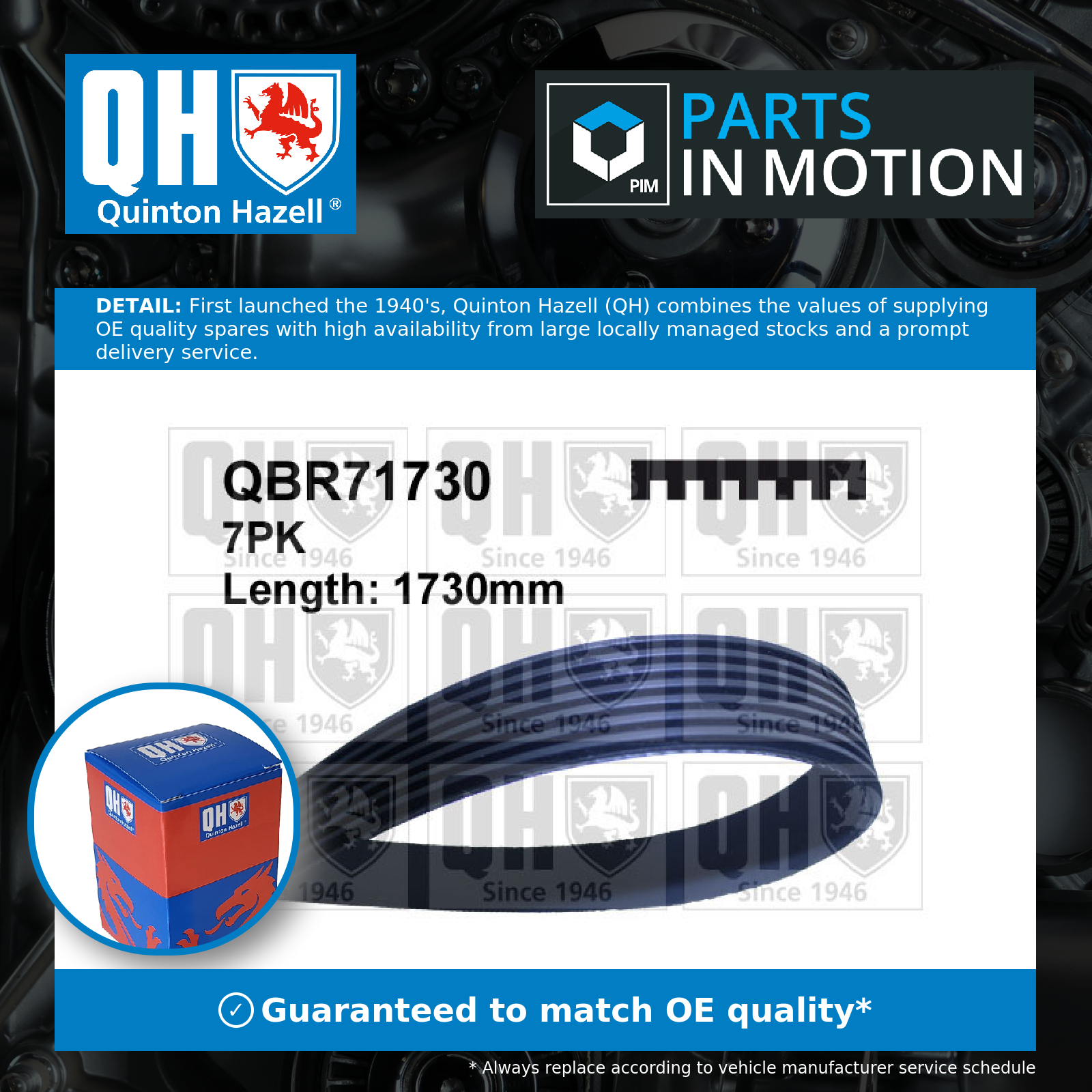 Quinton Hazell 7 Rib Multi V Drive Belt QBR71730 [PM866791]