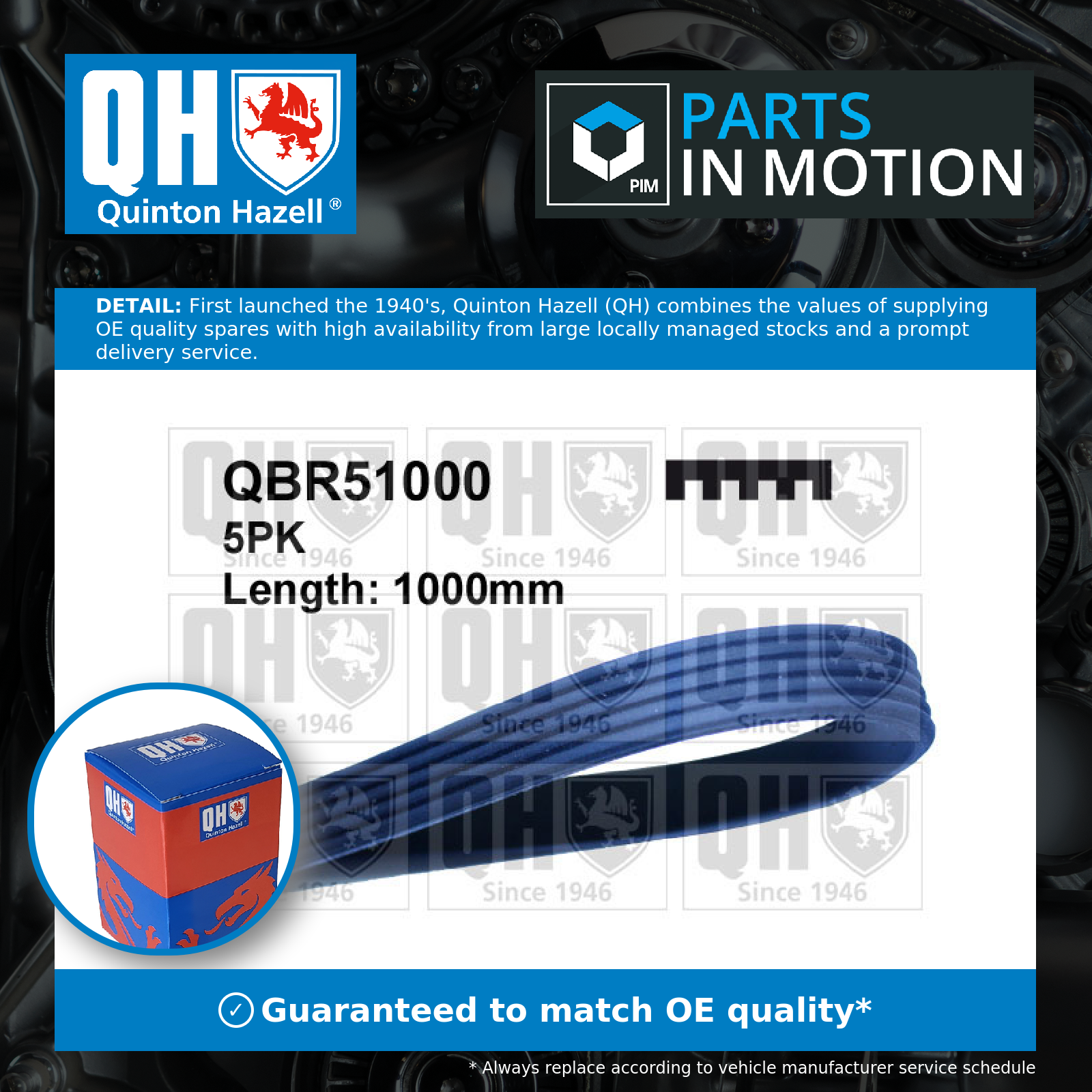 Quinton Hazell 5 Rib Multi V Drive Belt QBR51000 [PM866459]