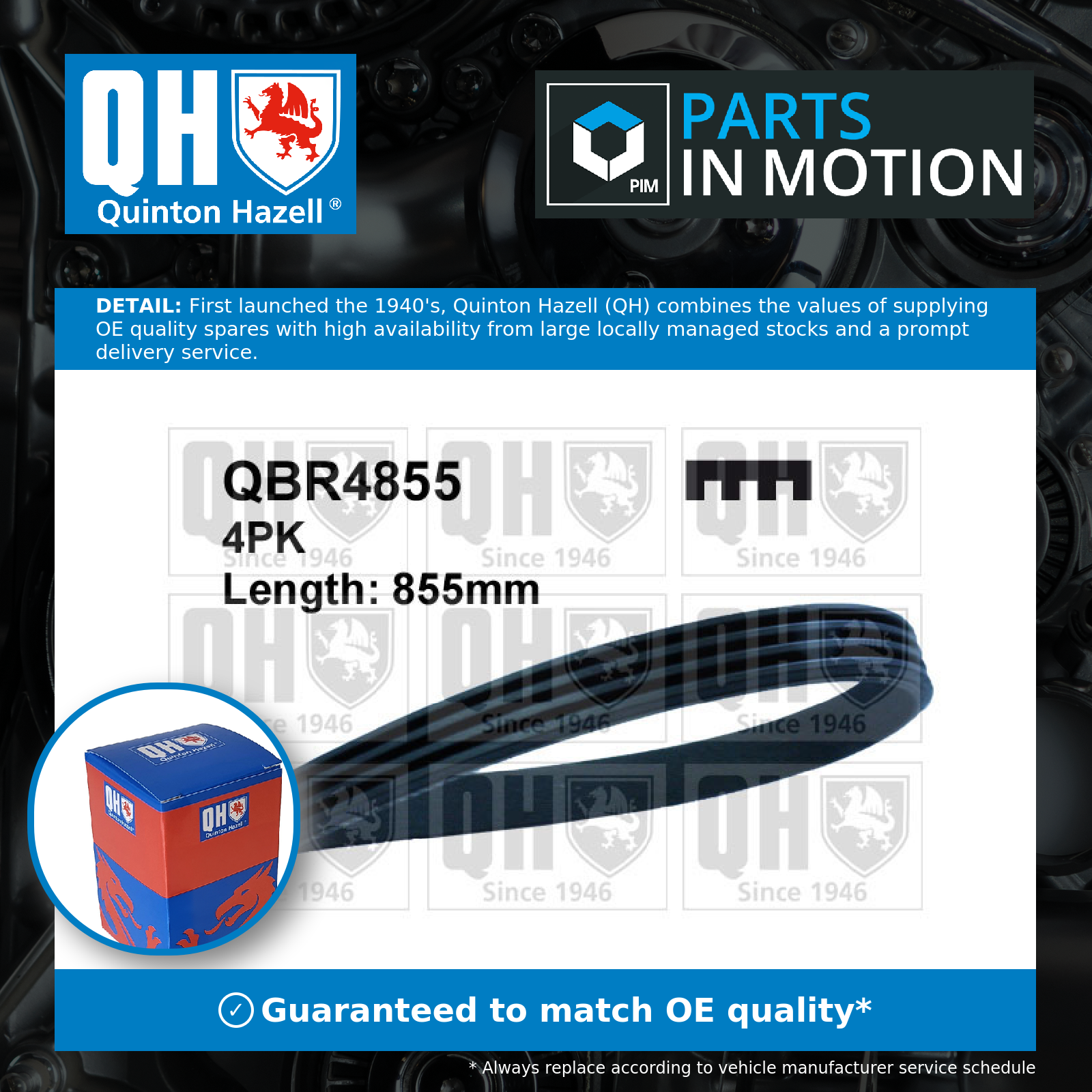Quinton Hazell 4 Rib Multi V Drive Belt QBR4855 [PM866438]
