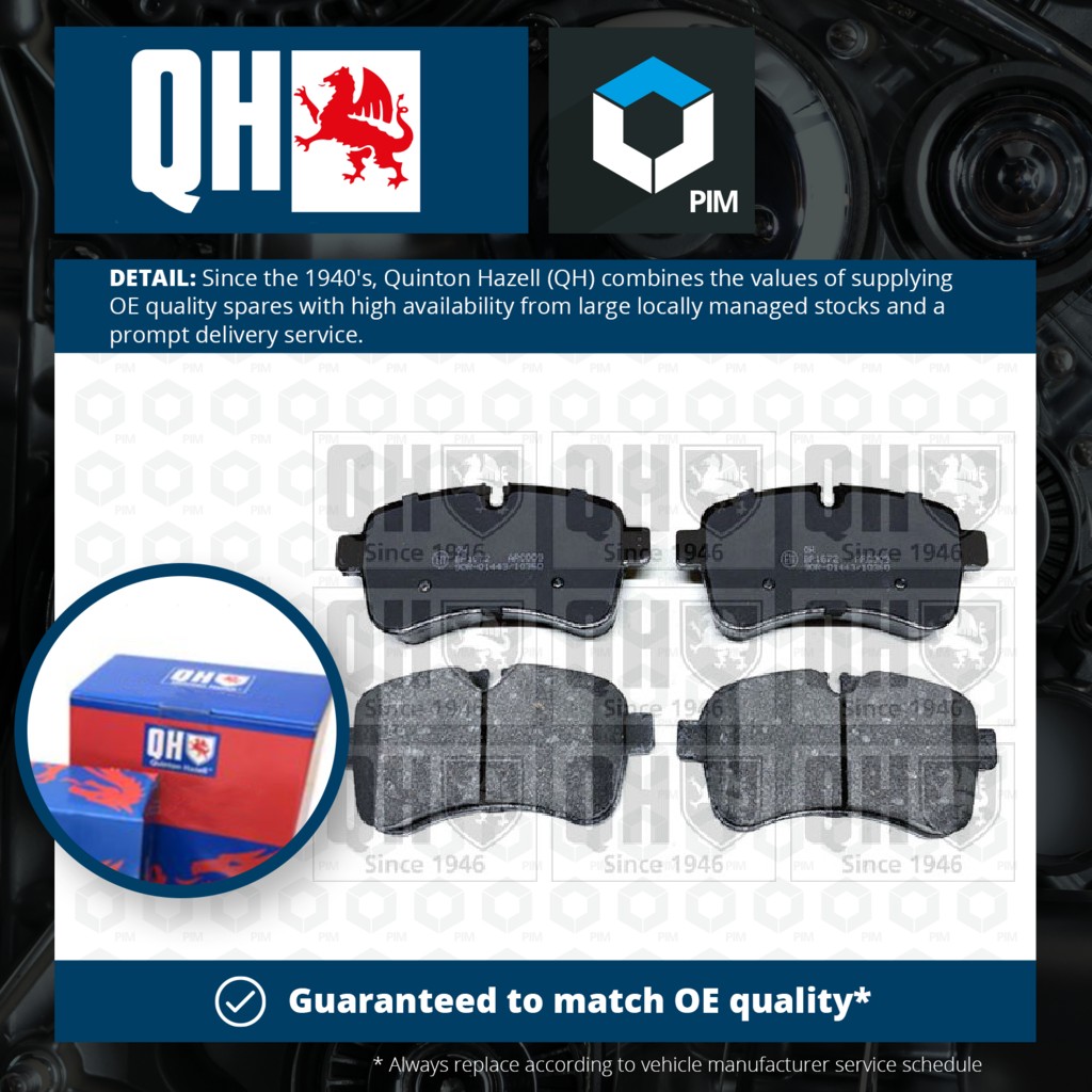 Quinton Hazell Brake Pads Set Rear BP1672 [PM862229]