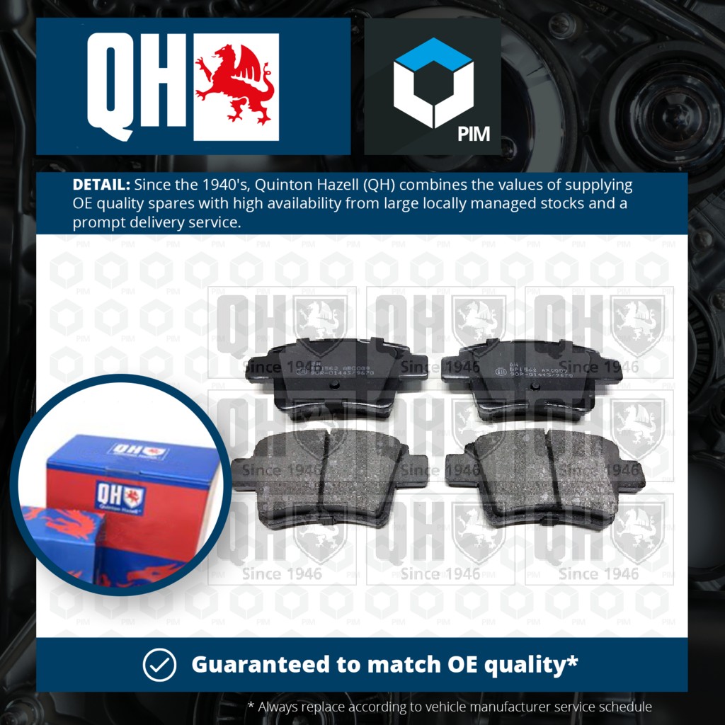 Quinton Hazell Brake Pads Set Rear BP1562 [PM862119]