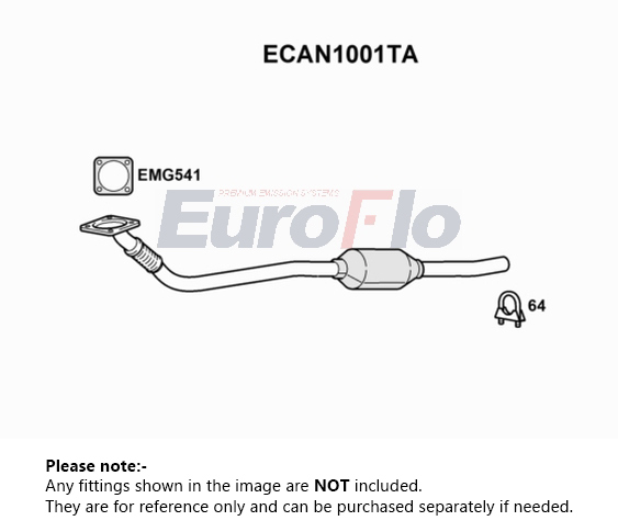 EuroFlo Catalytic Converter Type Approved ECAN1001TA [PM1686947]