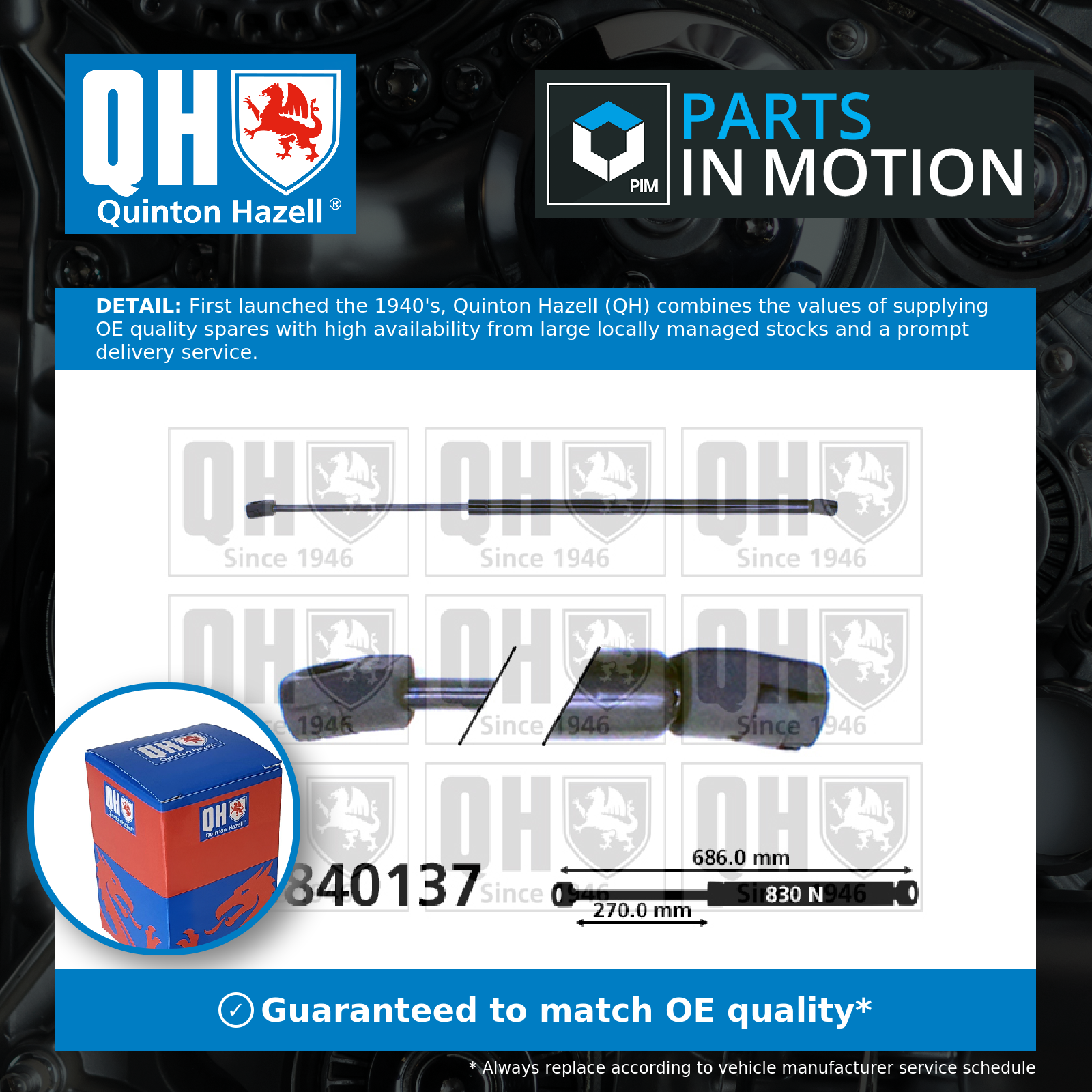 Quinton Hazell Boot Gas Strut QTS840137 [PM851756]