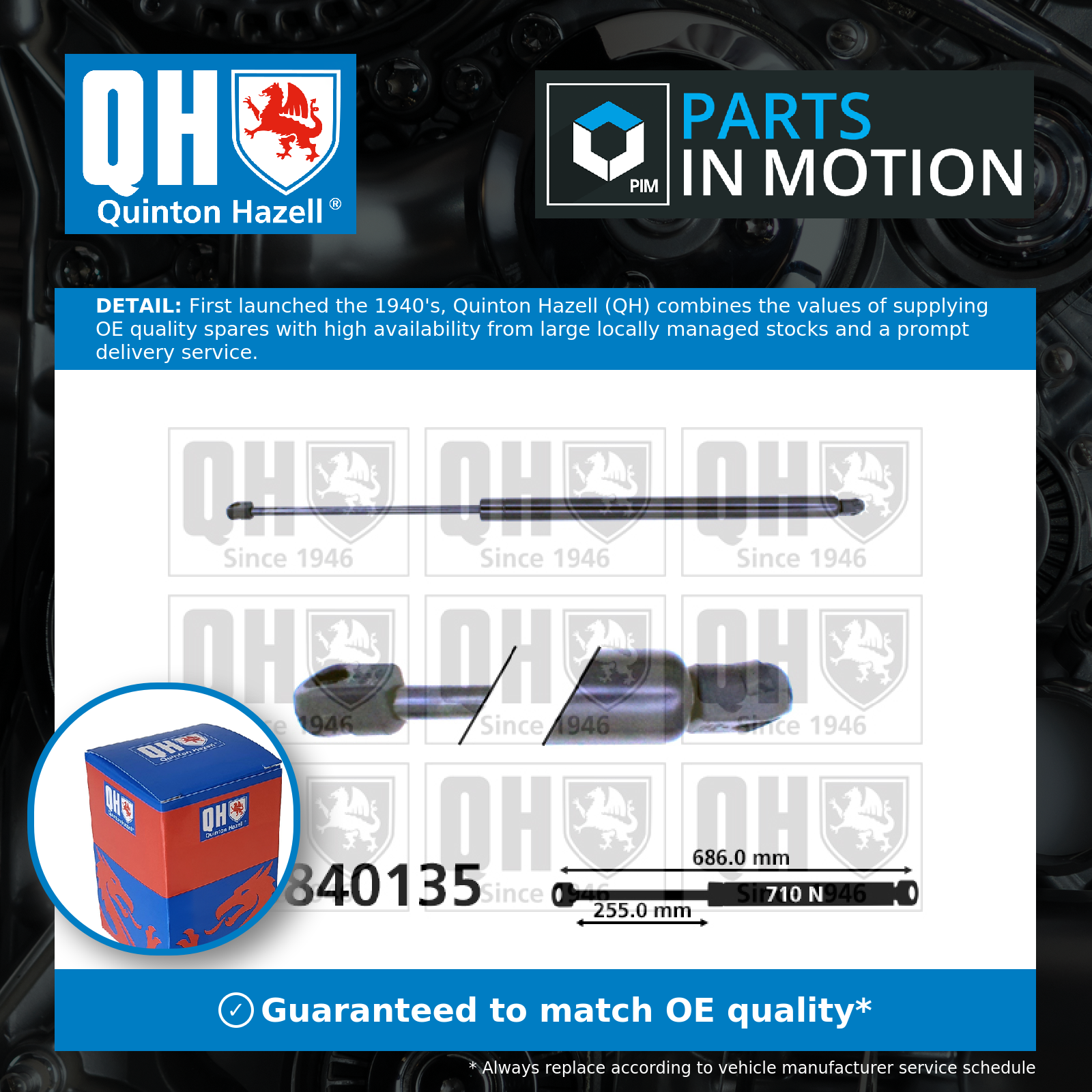Quinton Hazell Boot Gas Strut QTS840135 [PM851754]