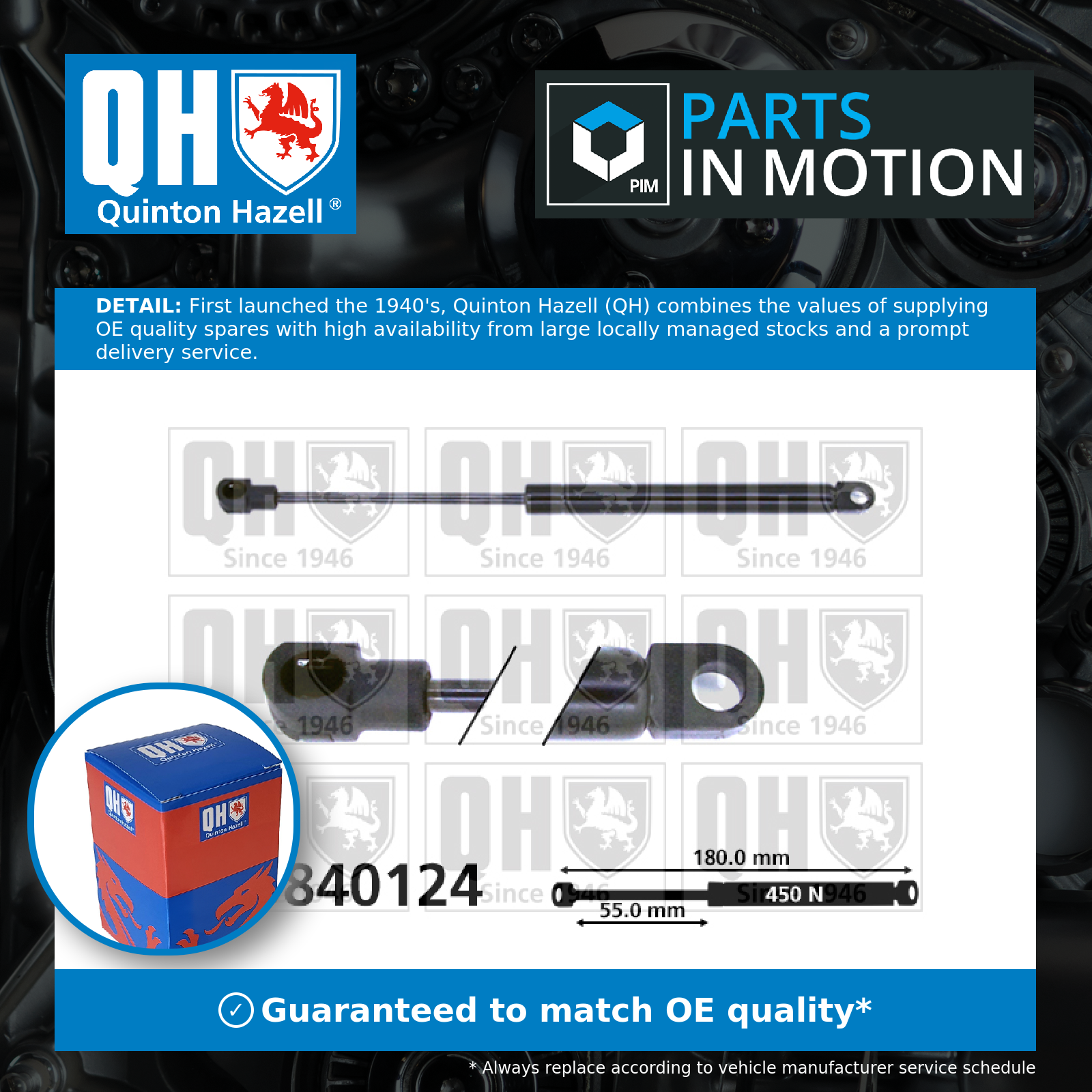 Quinton Hazell Boot Gas Strut QTS840124 [PM851745]