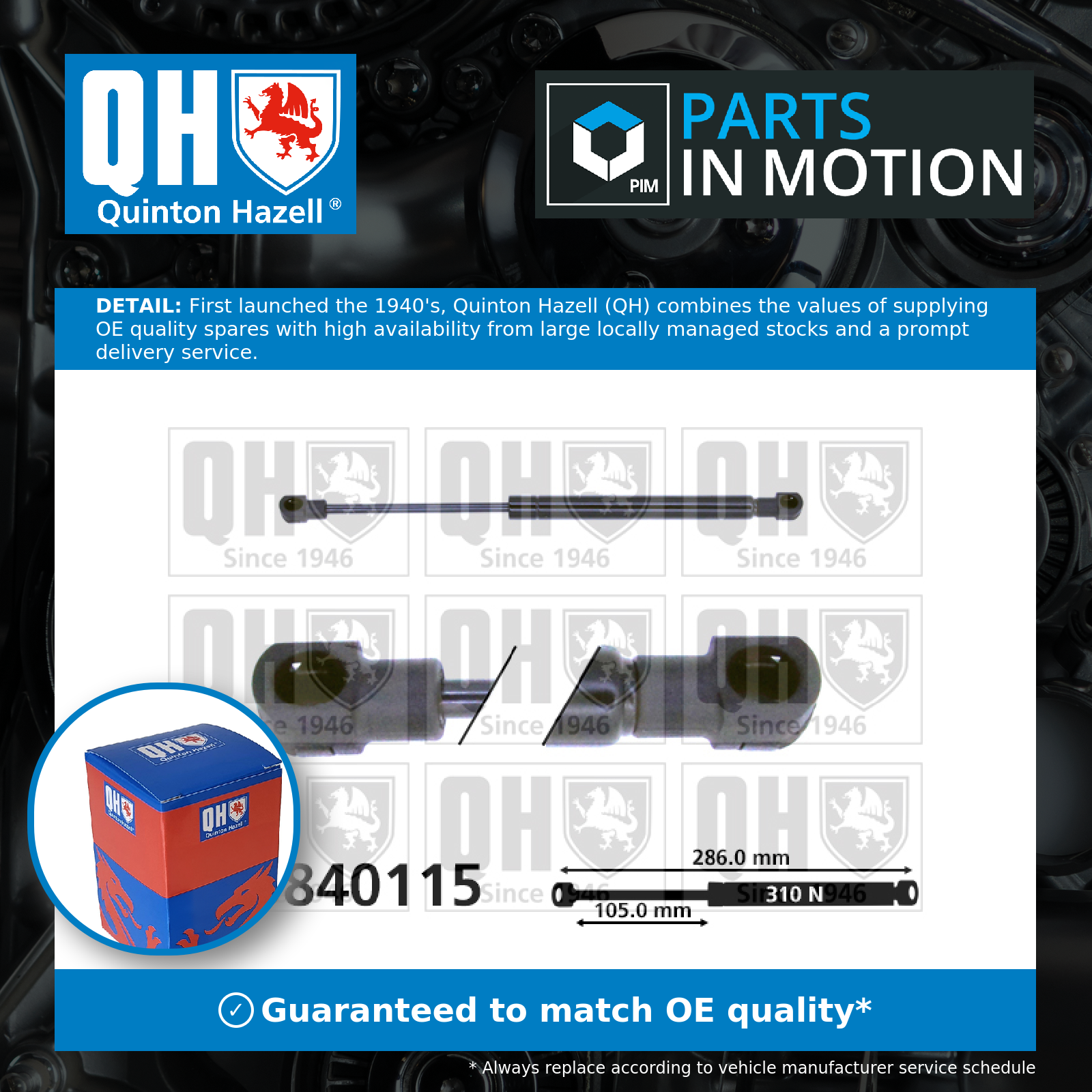 Quinton Hazell Boot Gas Strut QTS840115 [PM851740]