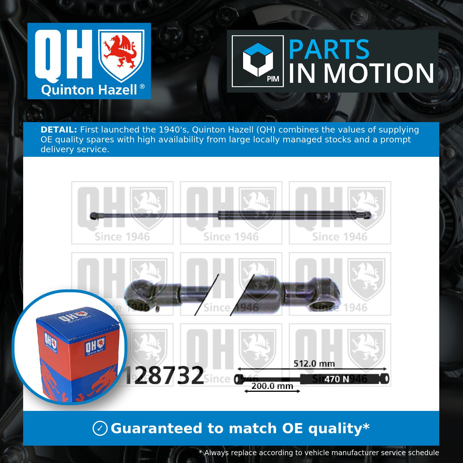 Quinton Hazell Boot Gas Strut QTS128732 [PM851613]