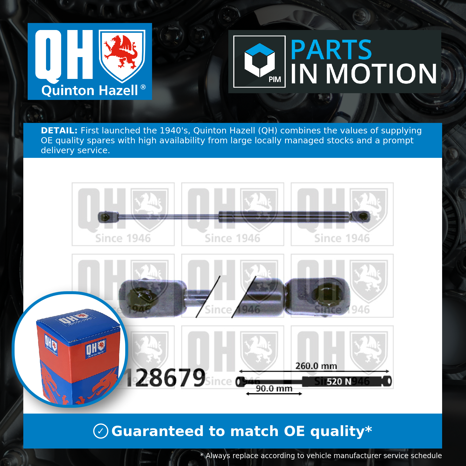 Quinton Hazell Boot Gas Strut QTS128679 [PM851584]
