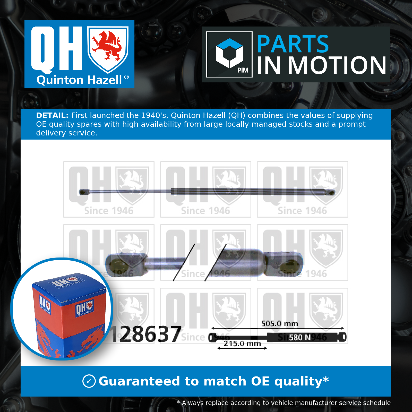 Quinton Hazell Boot Gas Strut QTS128637 [PM851563]