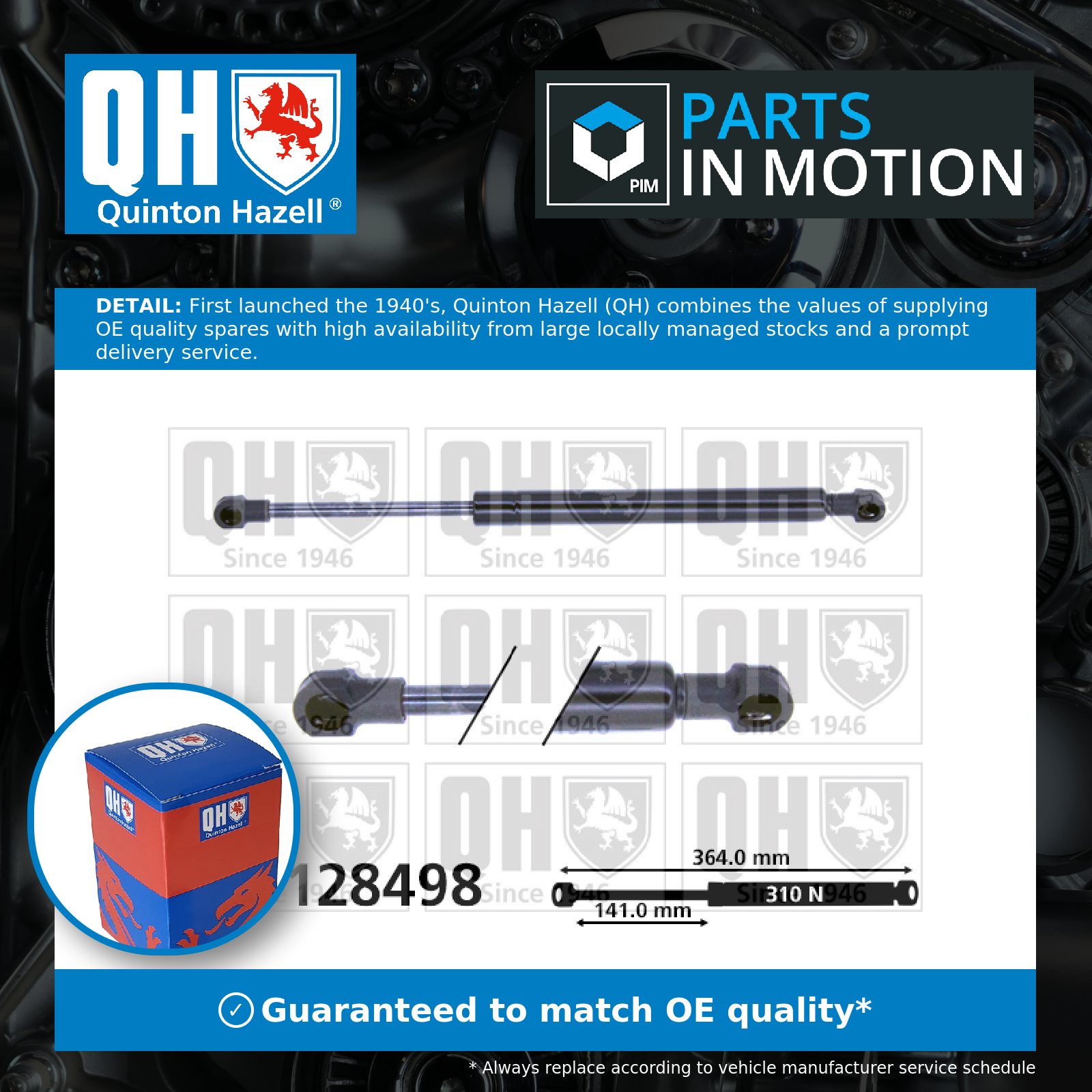 Quinton Hazell Boot Gas Strut QTS128498 [PM851465]