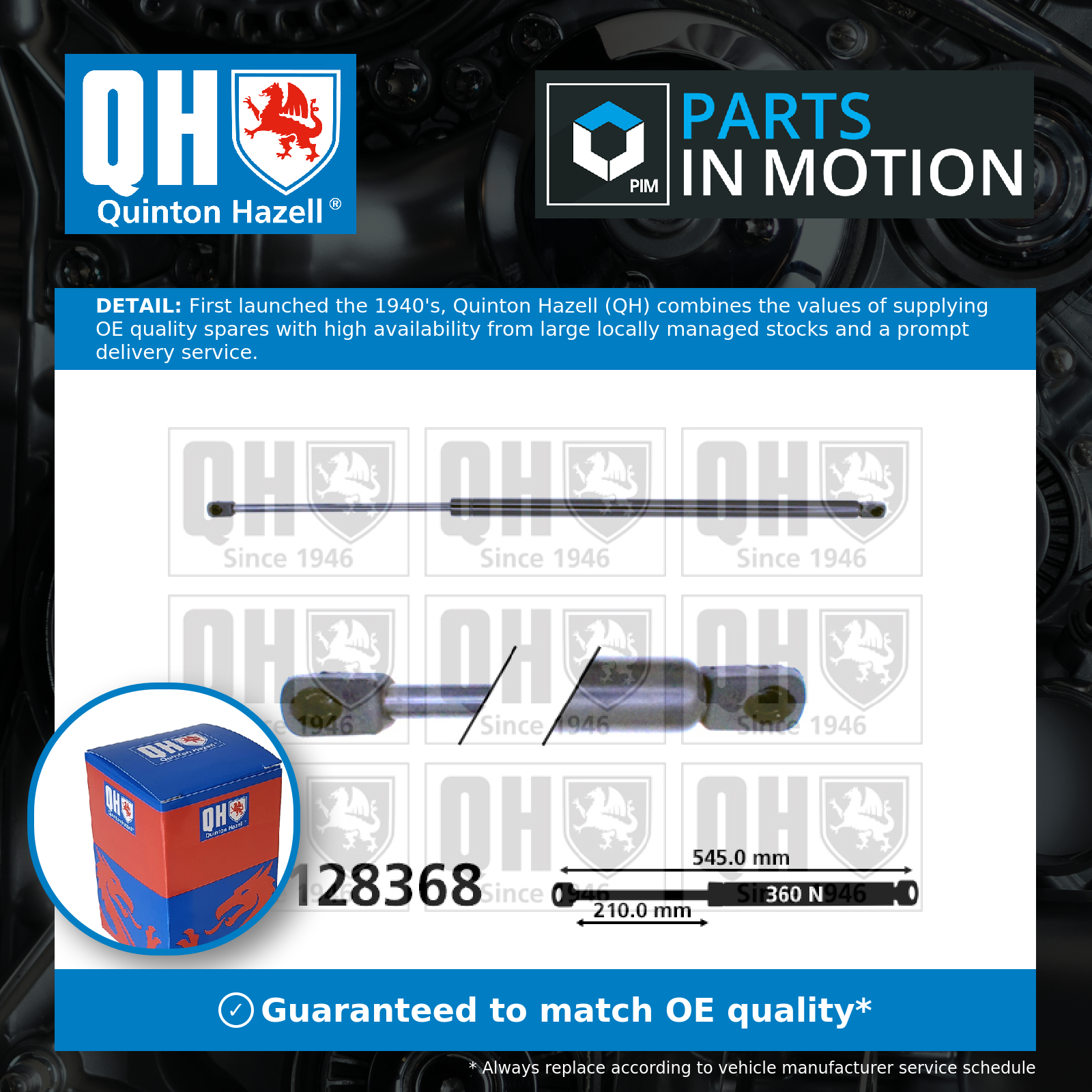 Quinton Hazell Boot Gas Strut QTS128368 [PM851394]