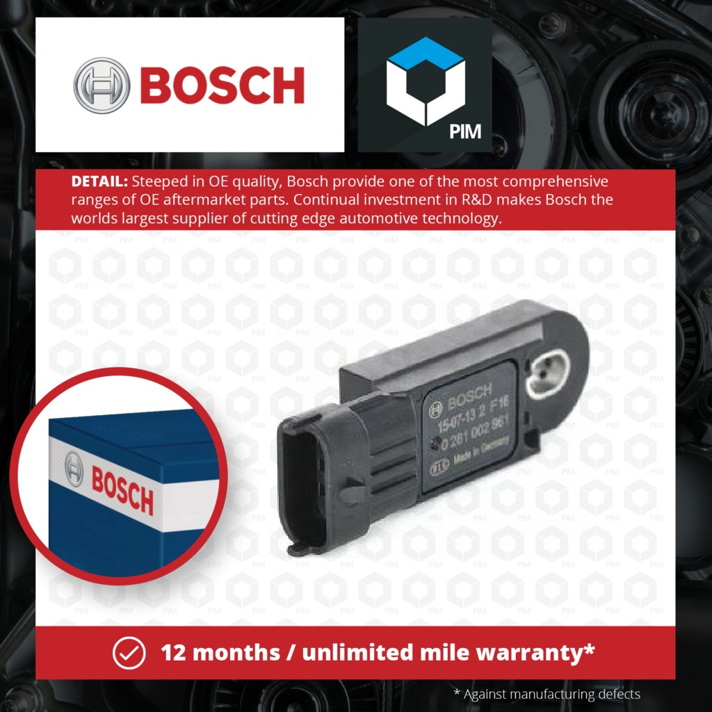 Bosch Boost Pressure Sensor 0281002961 [PM837473]