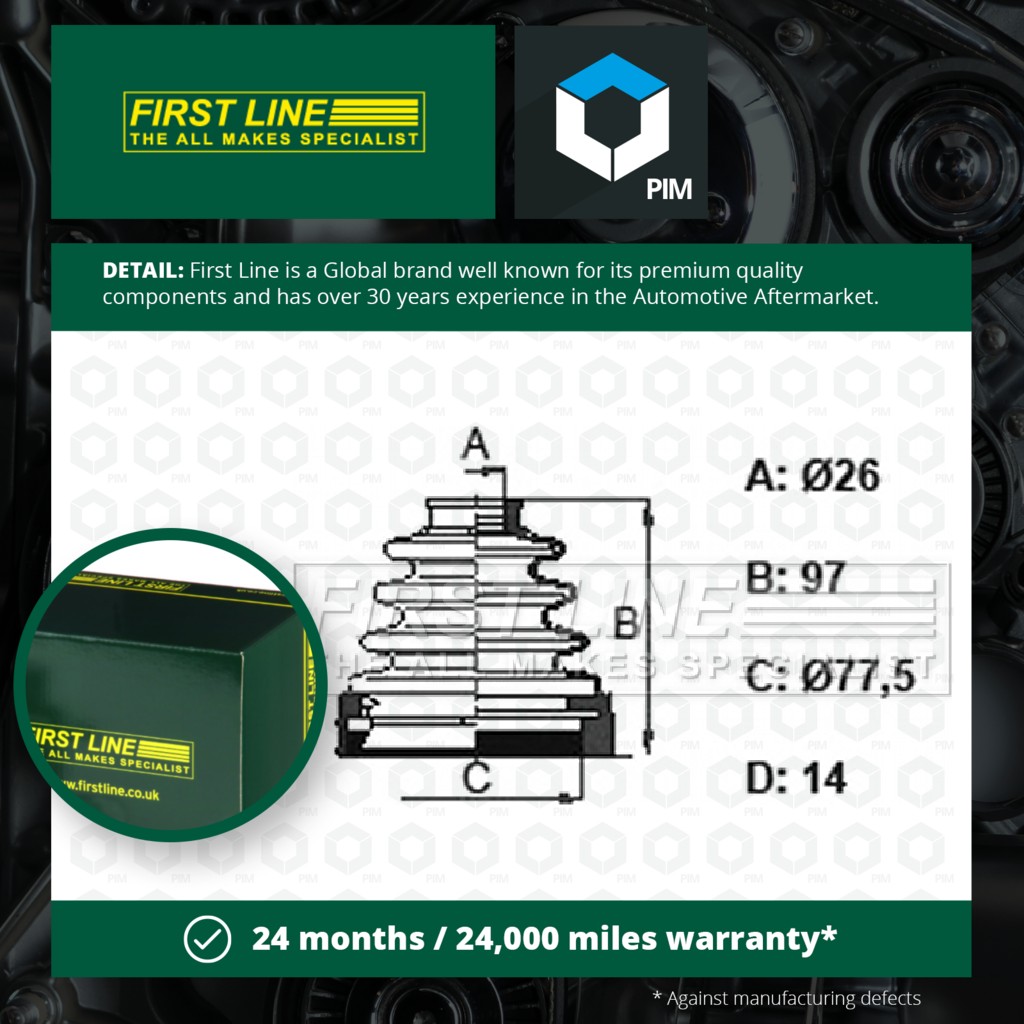 First Line CV Joint Boot Front Inner FCB6158 [PM834574]