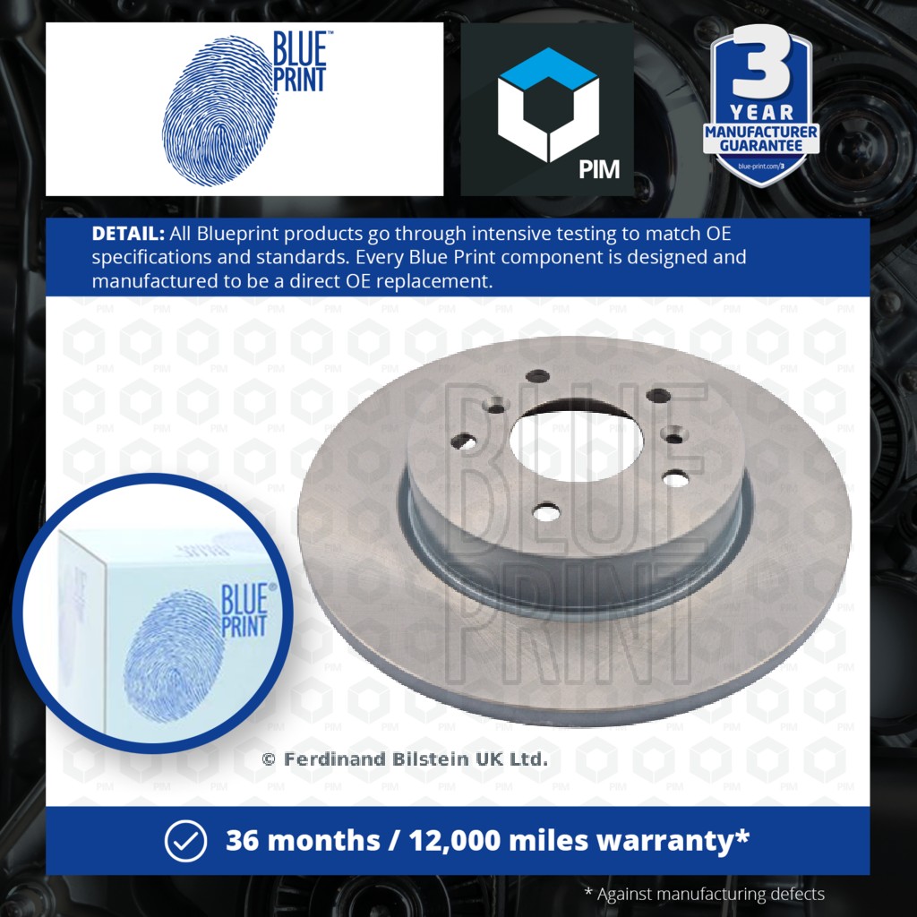 Blue Print 2x Brake Discs Pair Solid Rear ADN143177 [PM721423]