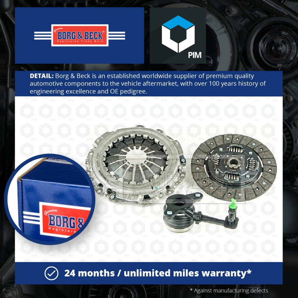Borg & Beck Clutch Kit 3pc (Cover+Plate+CSC) HKT1164 [PM680066]