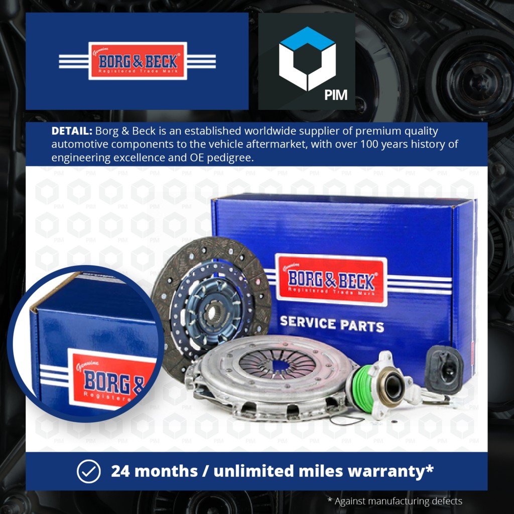 Borg & Beck Clutch Kit 3pc (Cover+Plate+CSC) HKT1055 [PM679963]