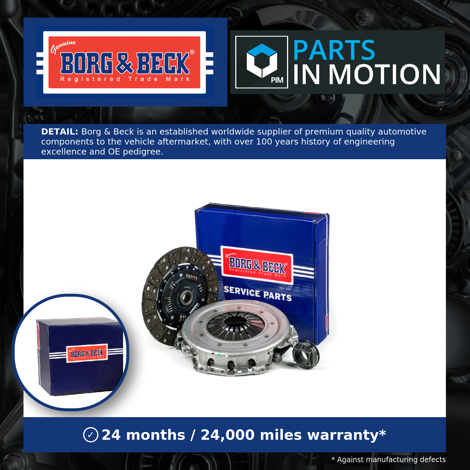 Borg & Beck Clutch Kit 3pc (Cover+Plate+Releaser) HK9415 [PM679723]