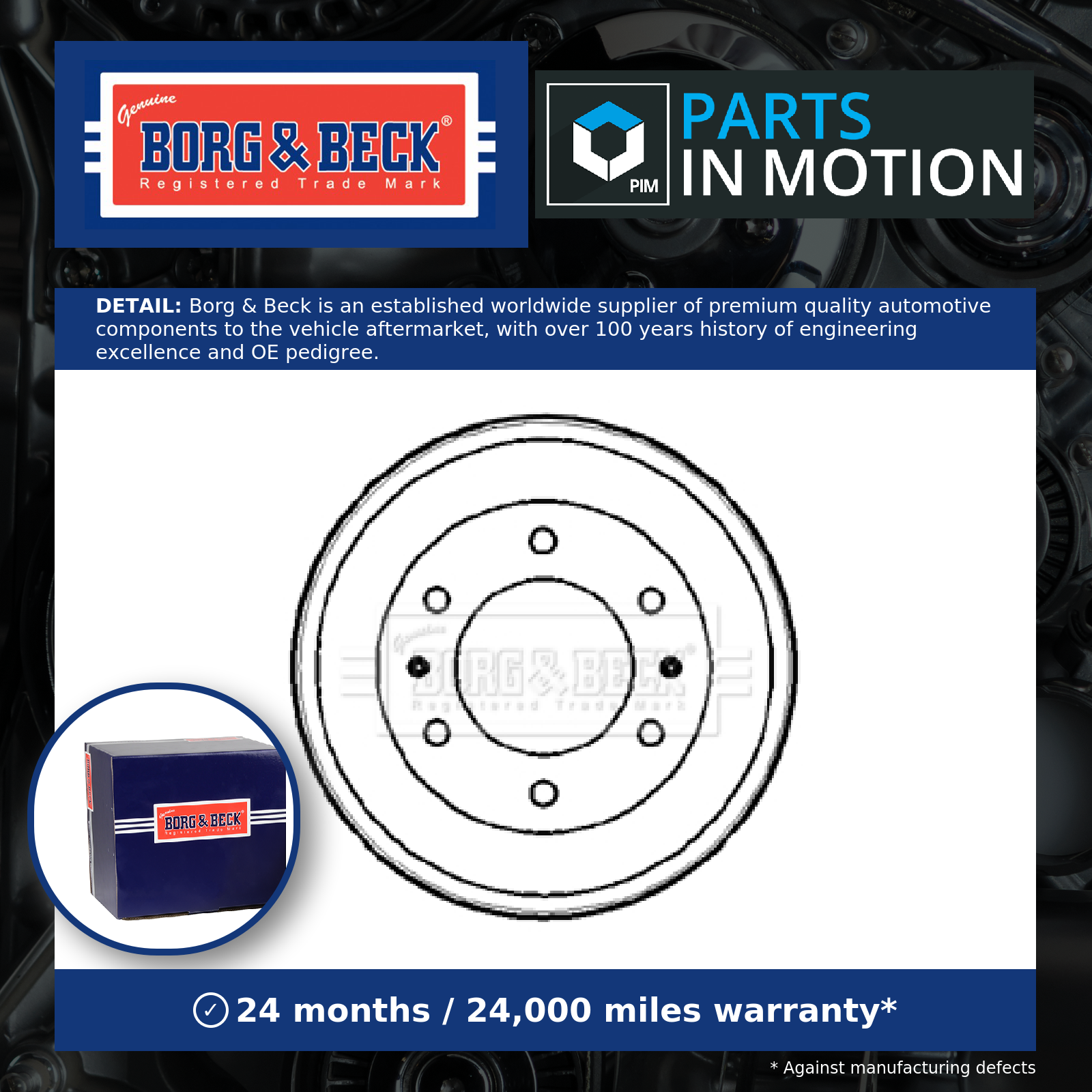 Borg & Beck Brake Drum Rear BBR7163 [PM674867]