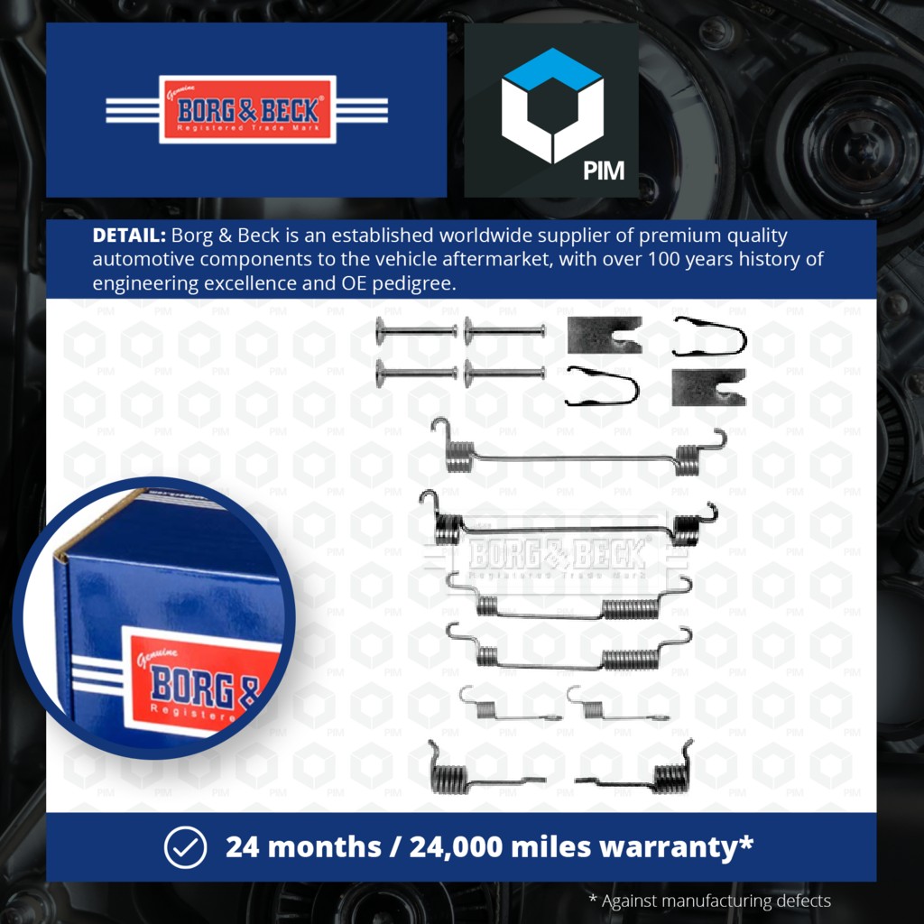 Borg & Beck Hand Brake Shoe Fitting Kit Rear BBK6153 [PM673543]