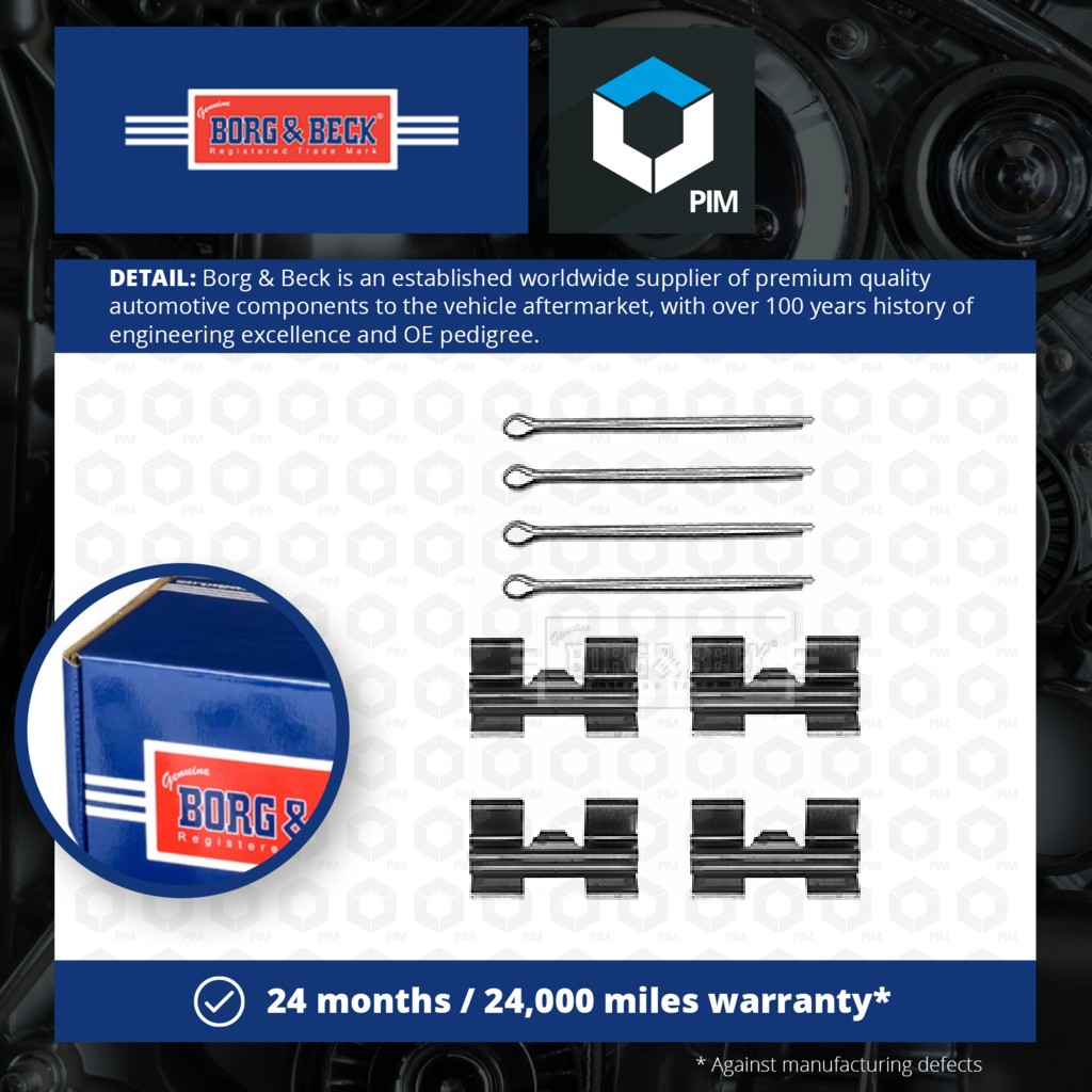 Borg & Beck Brake Pad Fitting Kit Front BBK1075 [PM673279]