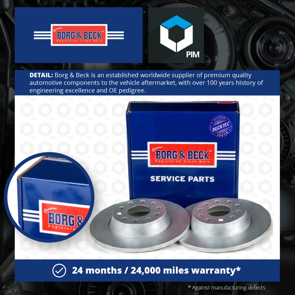 Borg & Beck 2x Brake Discs Pair Solid Rear BBD5167 [PM671666]
