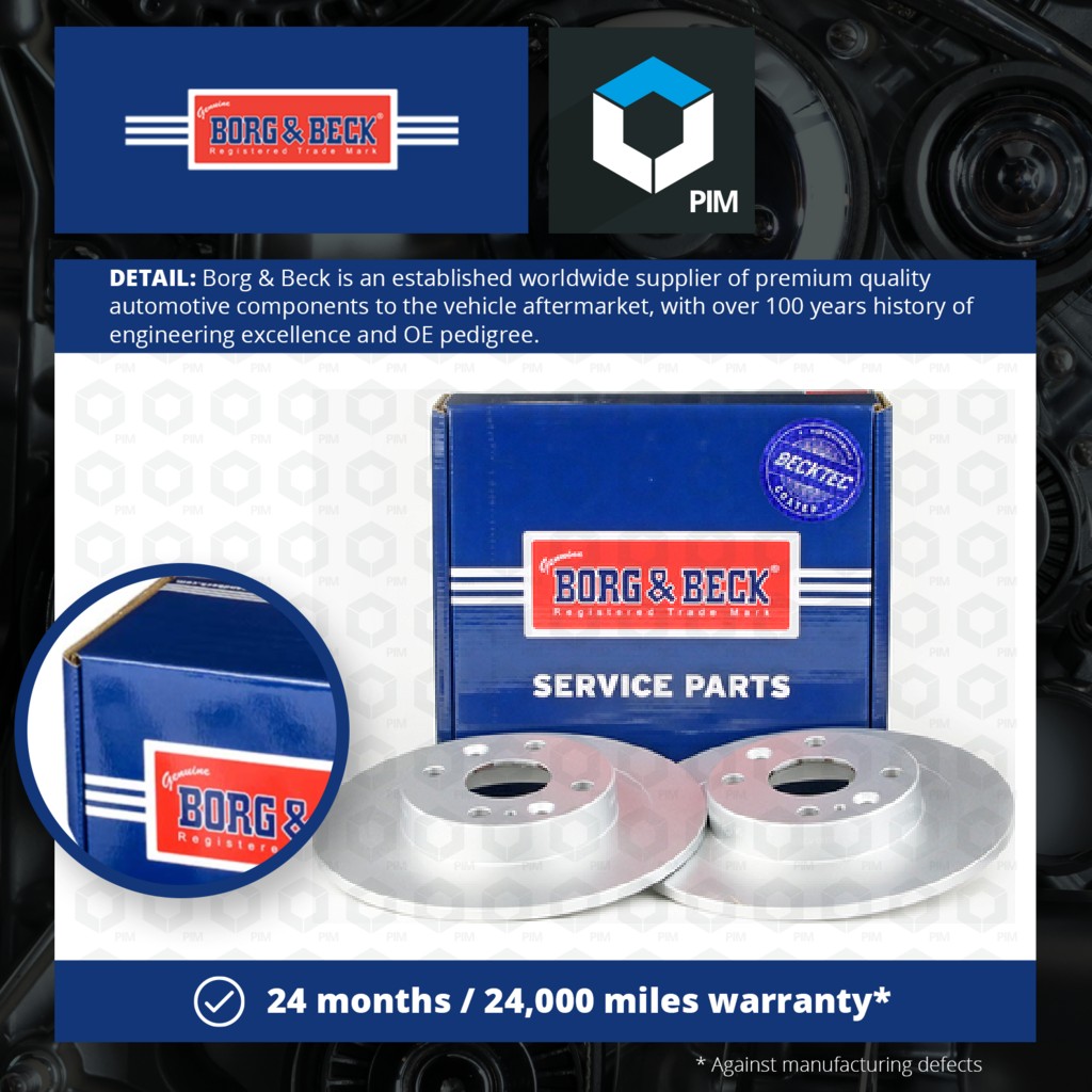 Borg & Beck 2x Brake Discs Pair Solid Rear BBD4994 [PM671530]