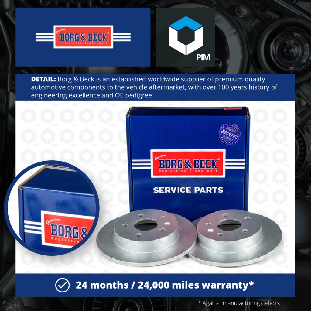 Borg & Beck 2x Brake Discs Pair Solid Rear BBD4757 [PM671357]