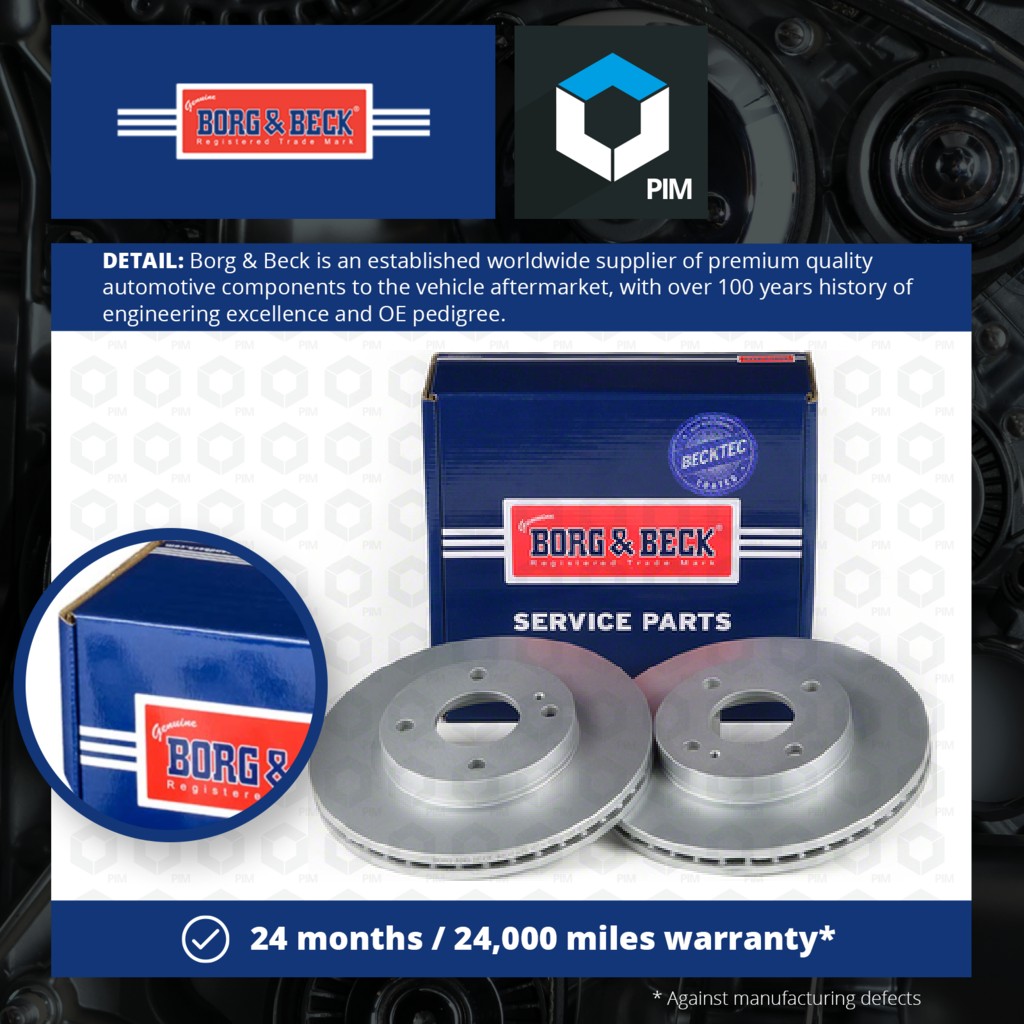 Borg & Beck 2x Brake Discs Pair Vented Front BBD4638 [PM671250]
