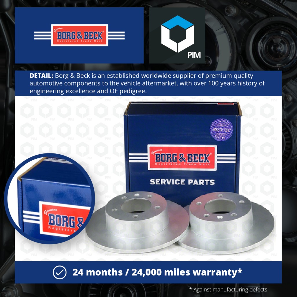 Borg & Beck 2x Brake Discs Pair Solid Rear BBD4296 [PM670958]
