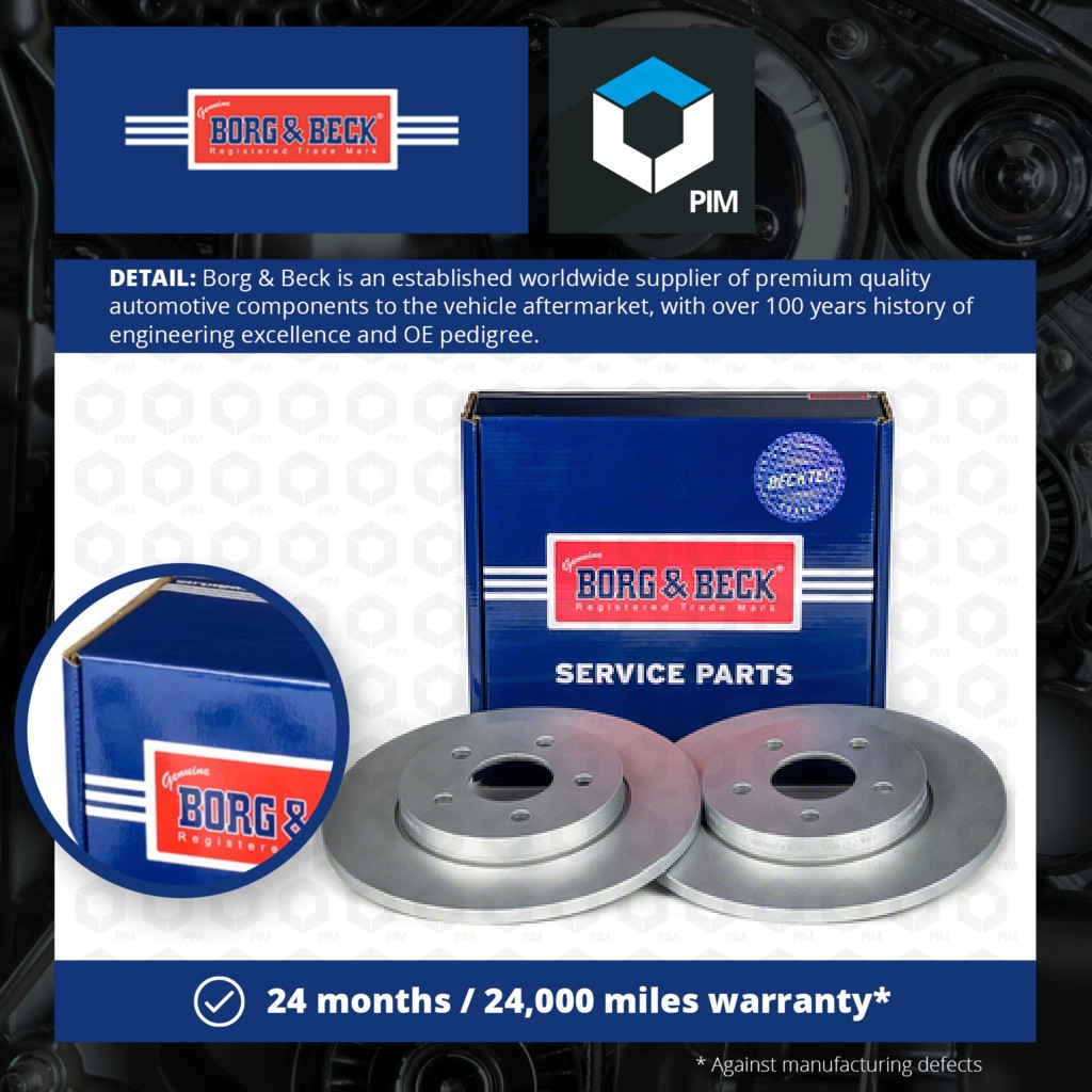 Borg & Beck 2x Brake Discs Pair Solid Rear BBD4239 [PM670909]