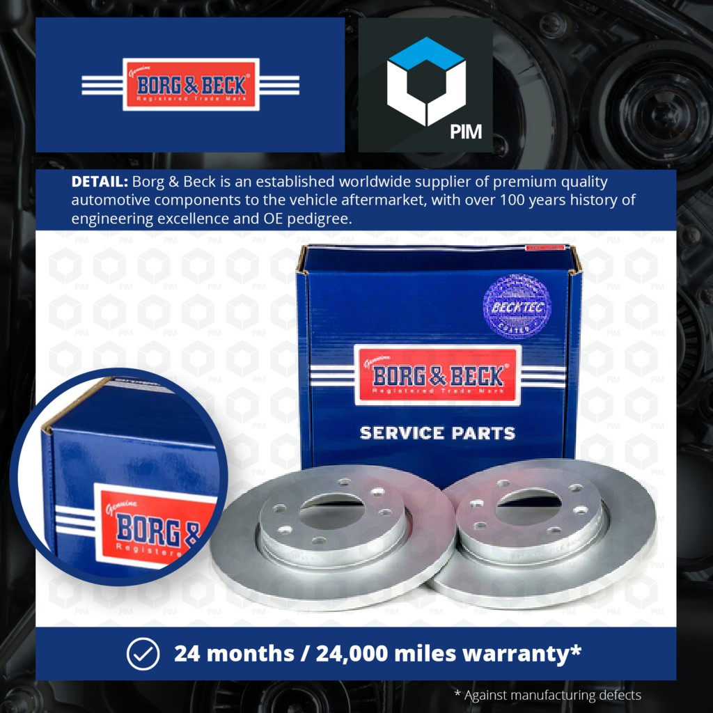 Borg & Beck 2x Brake Discs Pair Solid Front BBD4098 [PM670789]