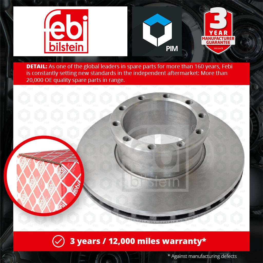Febi CV Brake Disc Single Vented Front 07314 [PM660774]