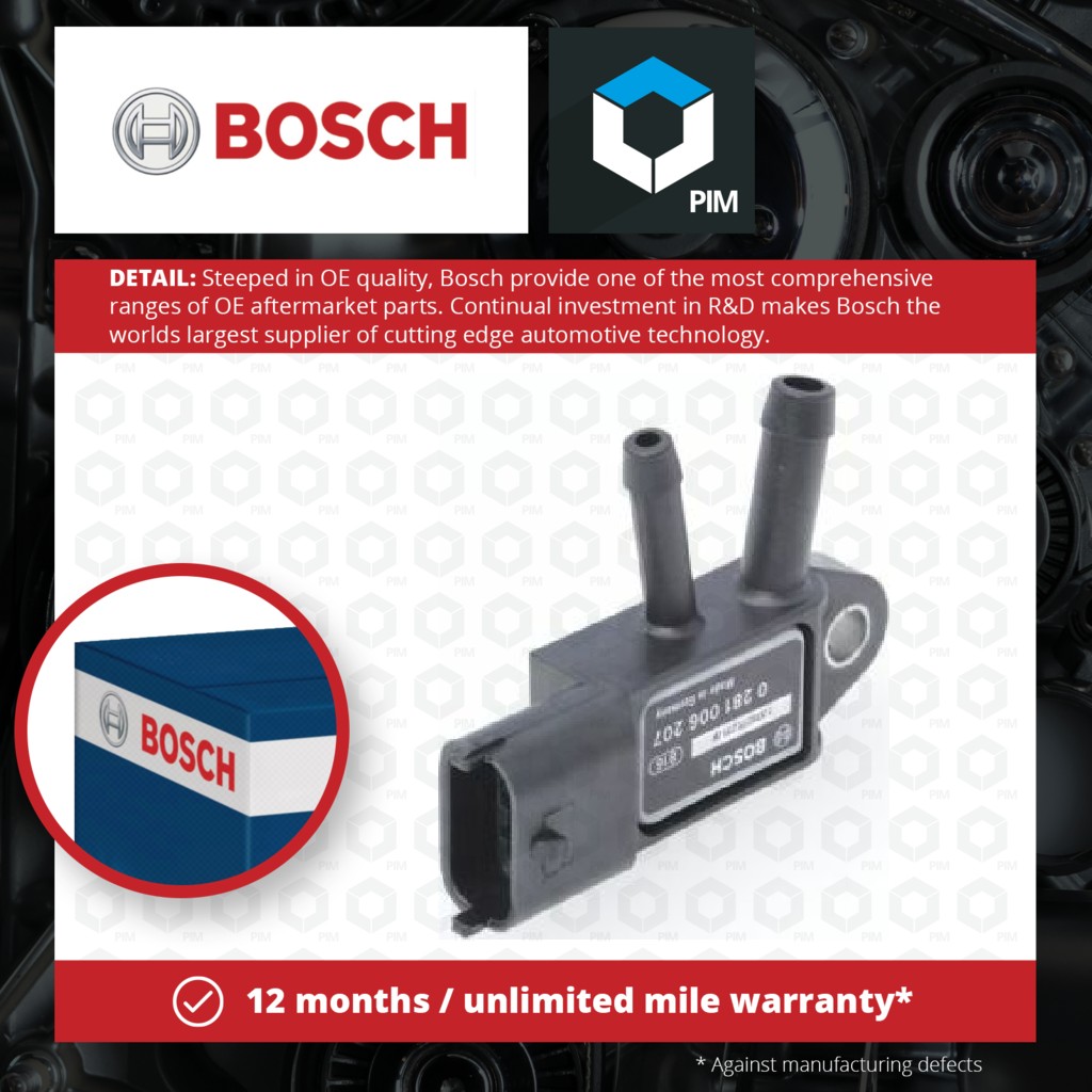 Bosch Exhaust Pressure Sensor 0281006207 [PM659034]