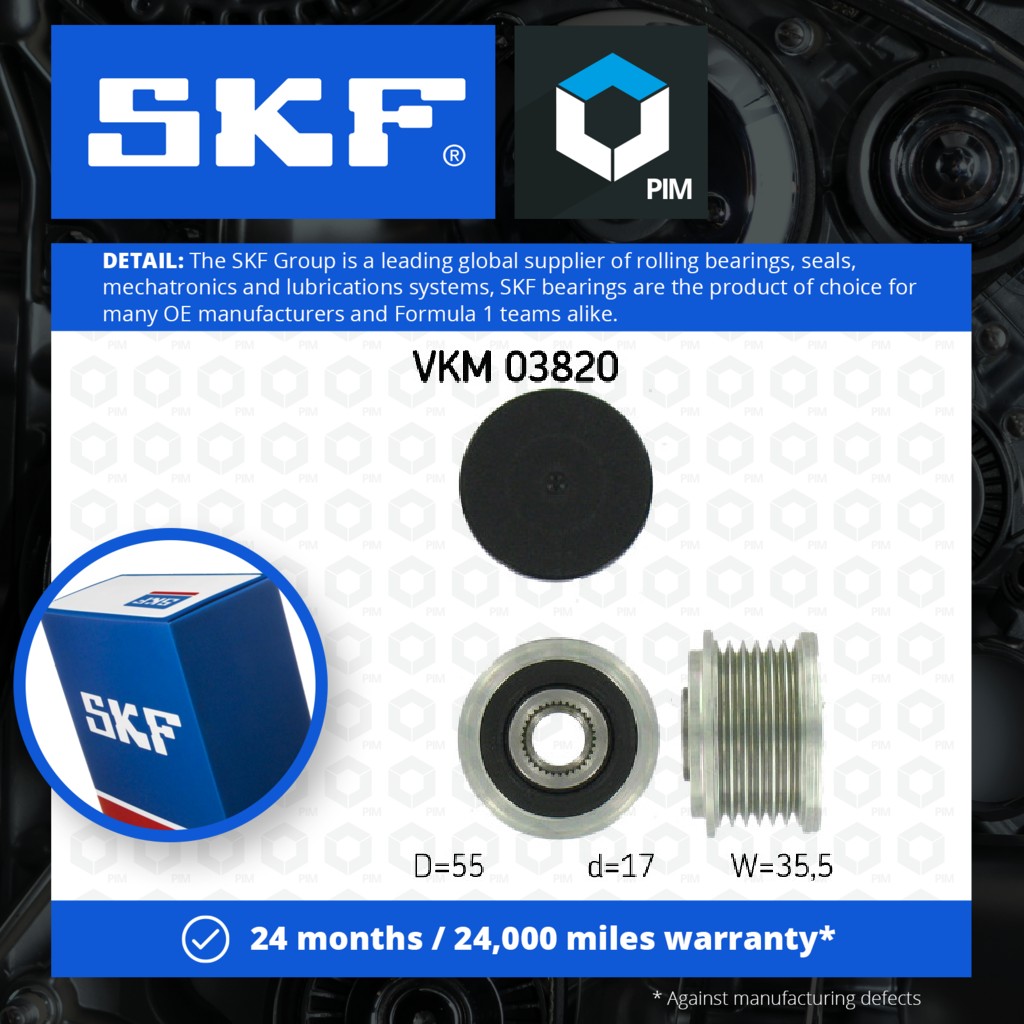 SKF Overrunning Alternator Pulley VKM03820 [PM653691]