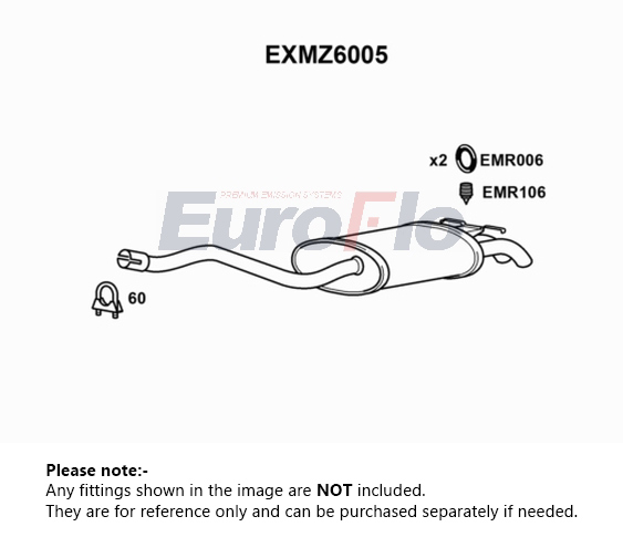 EuroFlo Exhaust Back / Rear Box EXMZ6005 [PM1699099]