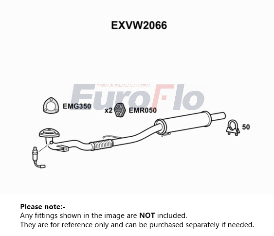 EuroFlo Exhaust Pipe Front EXVW2066 [PM1701798]