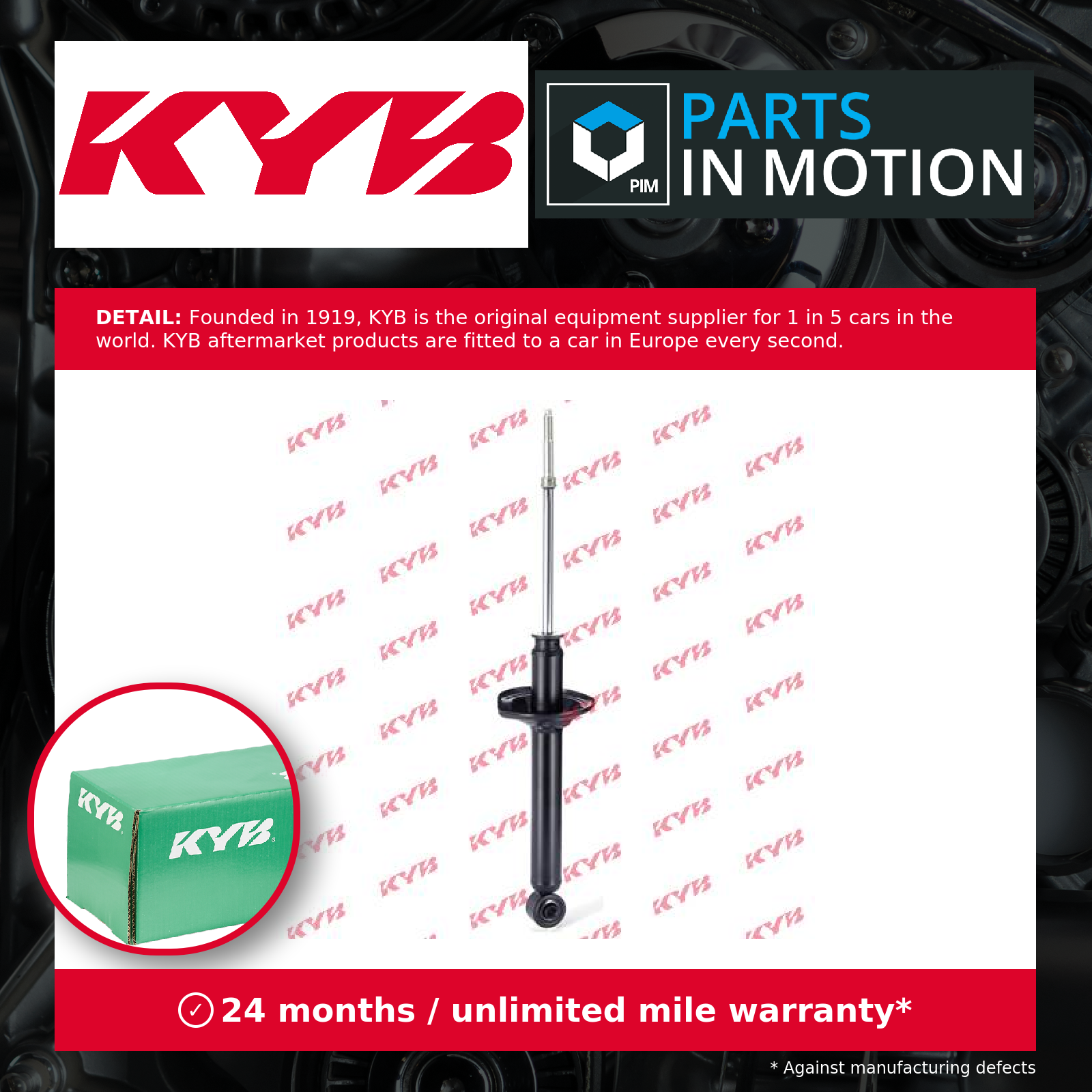 KYB 2x Shock Absorbers (Pair) Rear 441043 [PM581664]