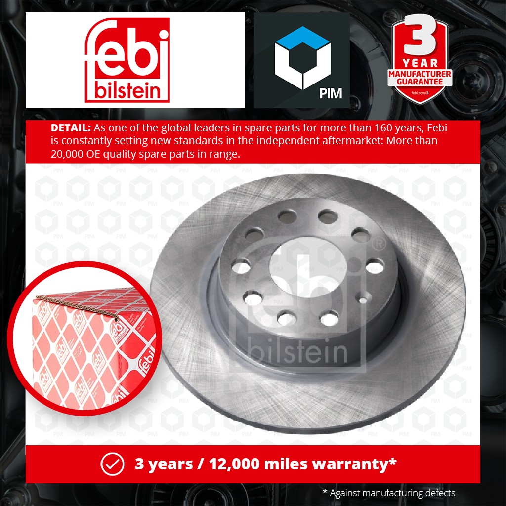 Febi 2x Brake Discs Pair Solid Rear 36128 [PM576633]