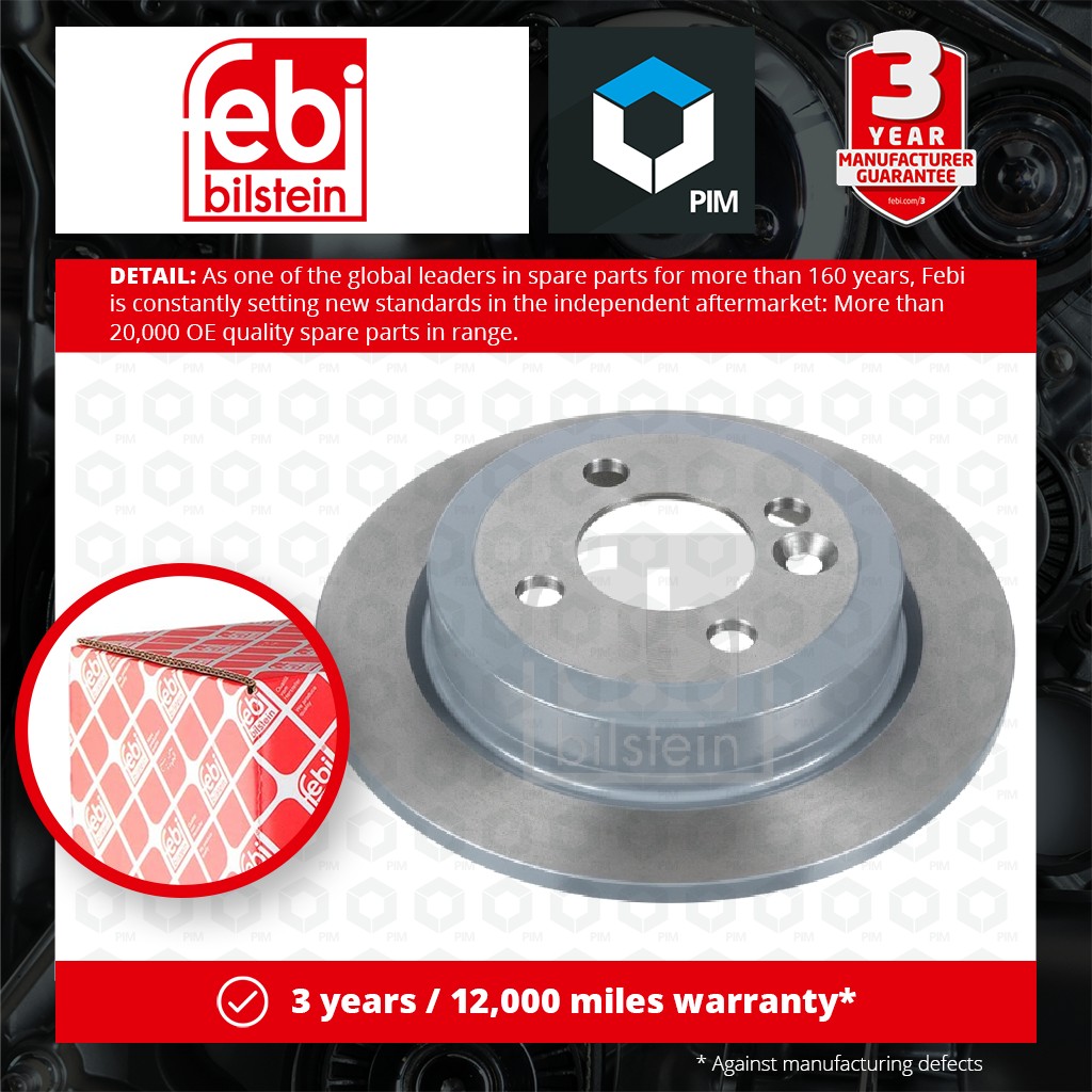 Febi 2x Brake Discs Pair Solid Rear 32176 [PM572335]