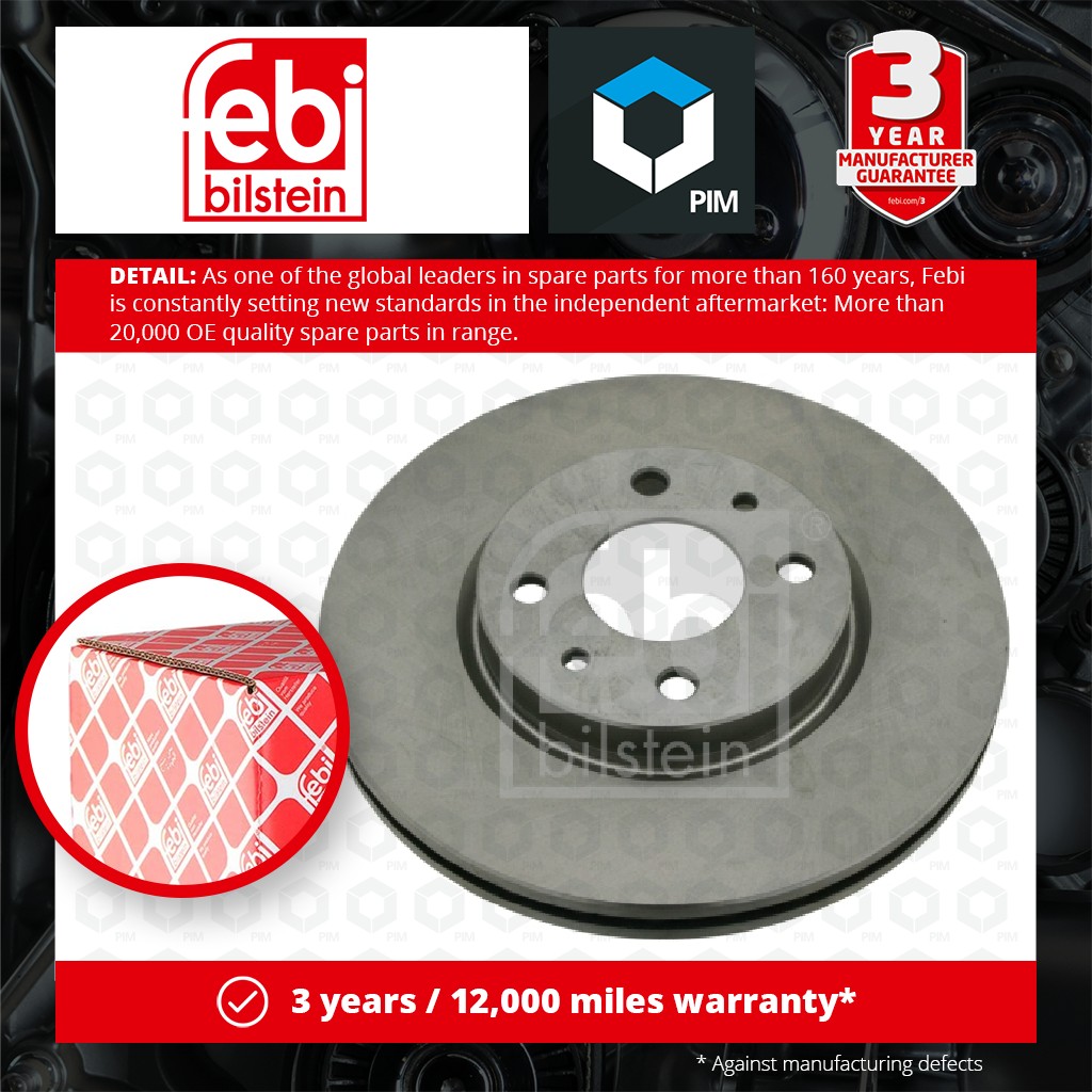 Febi 2x Brake Discs Pair Vented Front 22927 [PM564557]