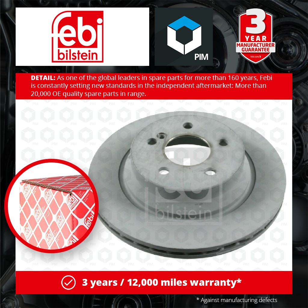 Febi 2x Brake Discs Pair Vented Rear 22162 [PM564163]